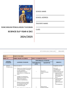 RPH Science DLP Year 6 2024 2025 Version 3 RPH 3E Science DLP