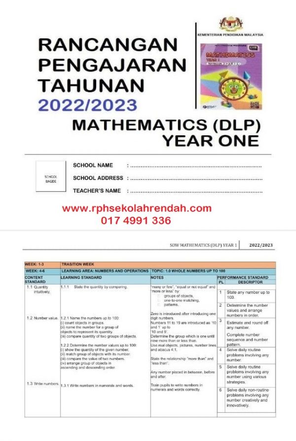 RPH TS25 Mathematics DLP Year 1