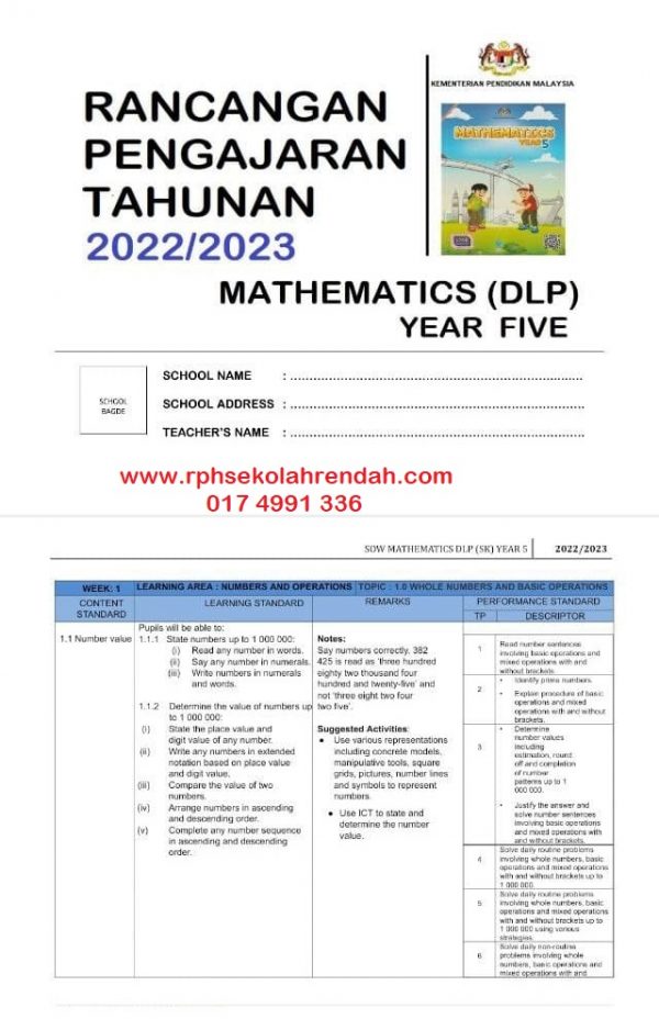 RPH TS25 Mathematics DLP Year 5