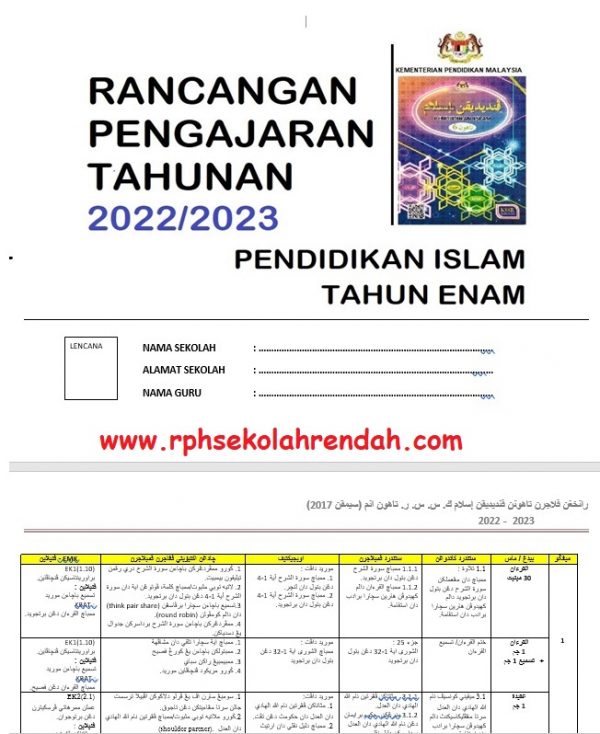 RPH TS25 Pendidikan Islam Tahun 6 (SEMAKAN 2017)
