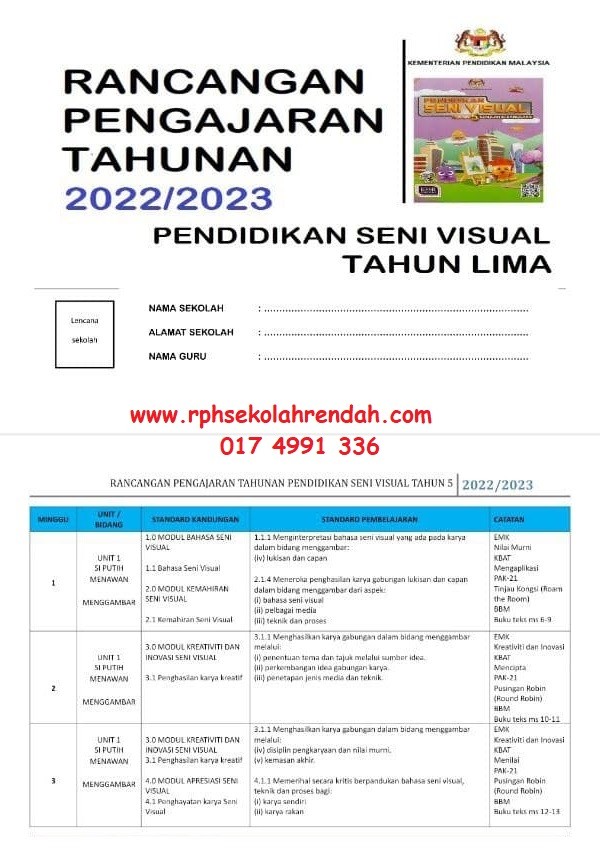 RPH TS25 Pendidikan Seni Visual Tahun 5
