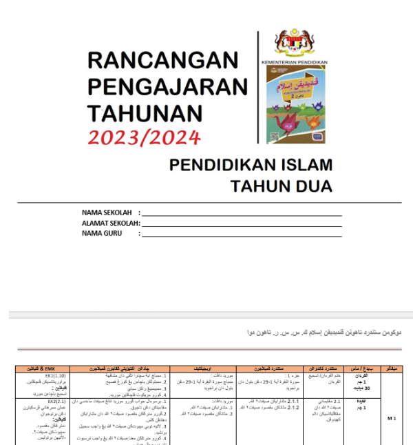 RPH Pendidikan Islam Tahun 2 - Version 1 (RPH TS25)
