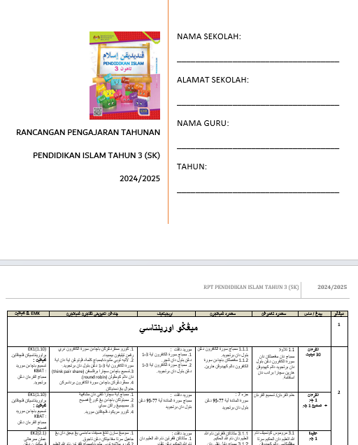 RPH Pendidikan Islam Tahun 3 2024/2025 - Version 1 (RPH TS25)