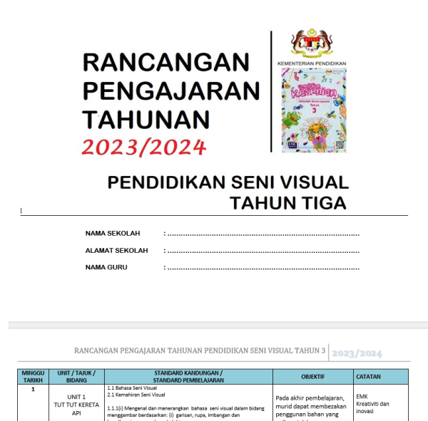 RPH Pendidikan Seni Visual Tahun 3 - Version 1 (TS25)