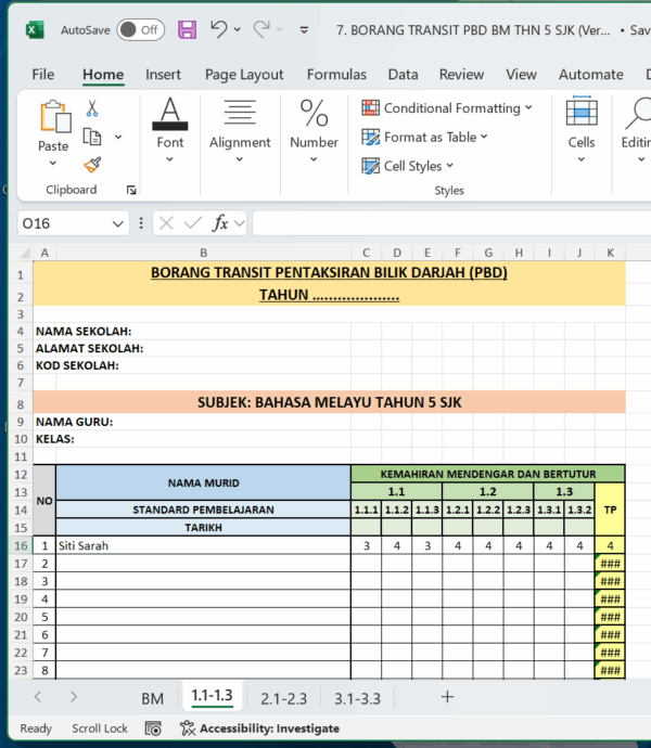 Borang Transit PBD Bahasa Melayu Tahun 5 SJK - Image 4