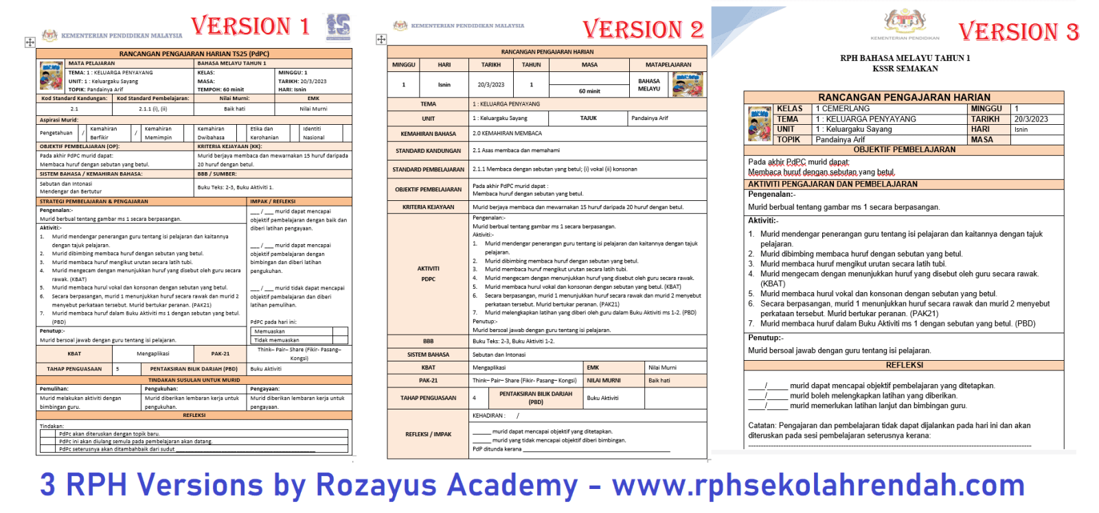 3 versions rph
