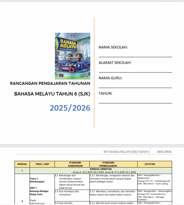 Borang Transit PBD Bahasa Melayu Tahun 6 SJK - Image 6