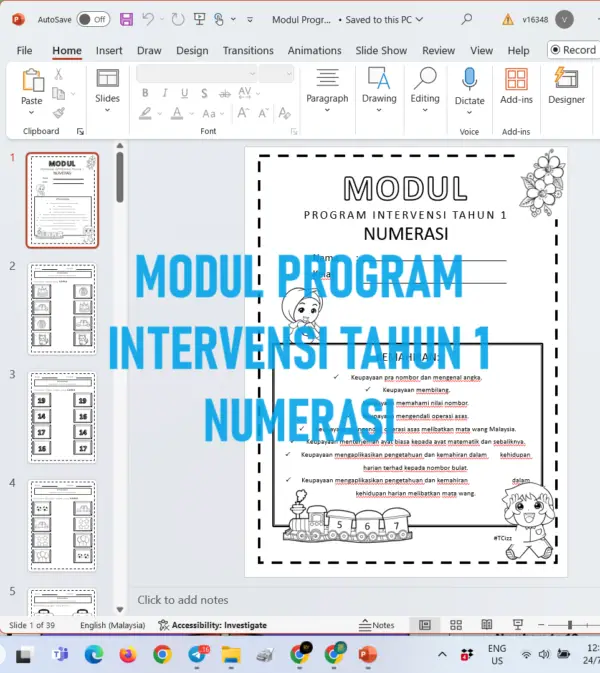 Modul Program Intervensi Tahun 1 (NUMERASI)