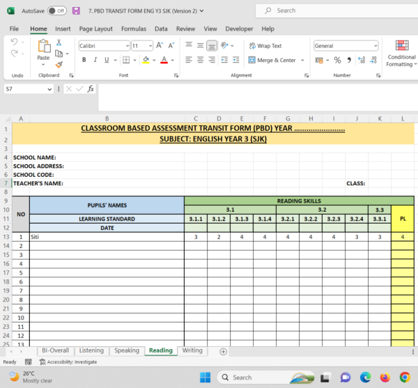 RPH Bahasa Melayu Tahun 3 2024/2025 (SJK) - Version 1 (RPH TS25)