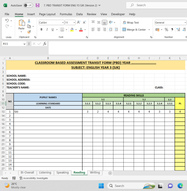 RPH Bahasa Melayu Tahun 3 2024/2025 (SJK) - Version 1 (RPH TS25)