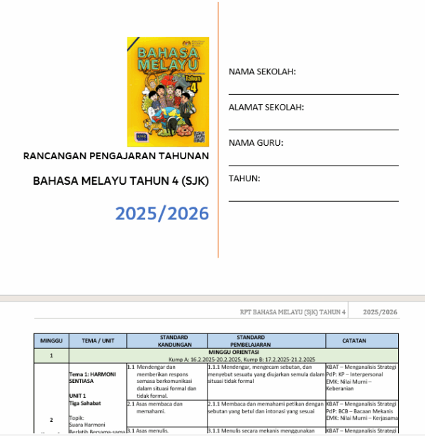 RPH Bahasa Melayu Tahun 4 2025/2026 (SJK) - Version 1 (RPH TS25) - Image 4