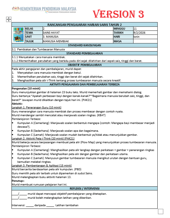 RPH Sains Tahun 2 2026 - Version 3 (RPH TERBEZA) RPH Sains Tahun 2 2026 - Version 3 (RPH TERBEZA) - Image 2