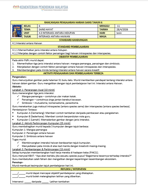 RPH Sains Tahun 6 2026 - Version 3 (RPH TERBEZA) RPH Sains Tahun 6 2026 - Version 3 (RPH TERBEZA) - Image 2