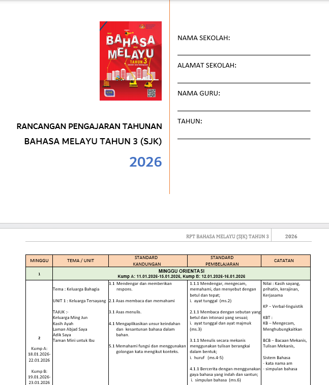 RPH Bahasa Melayu Tahun 3 2026 (SJK) - Version 2 (RPH PAK21) RPH Bahasa Melayu Tahun 3 2026 (SJK) - Version 2 (RPH PAK21) - Image 5