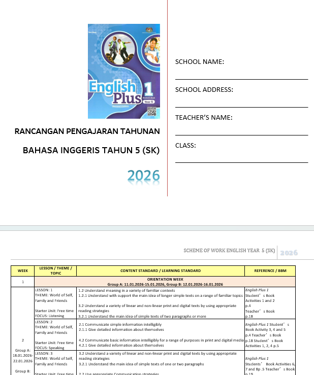 RPH Bahasa Inggeris Tahun 5 2026 - Version 1 (RPH TS25) RPH Bahasa Inggeris Tahun 5 2026 - Version 2 (RPH PAK21) - Image 5
