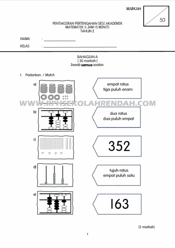 PPSA - Matematik Tahun 2 2025/2026 - Image 2
