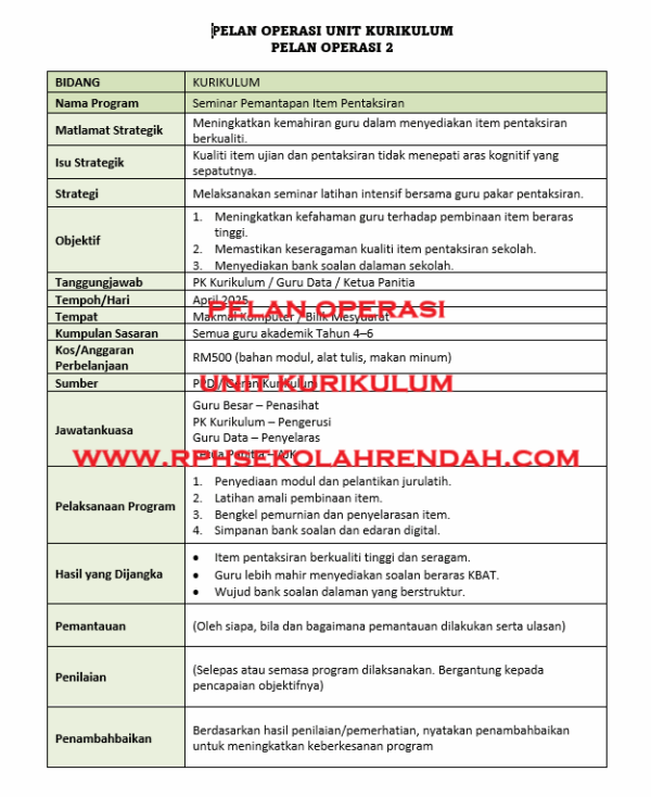 PELAN OPERASI - UNIT KURIKULUM - Image 3