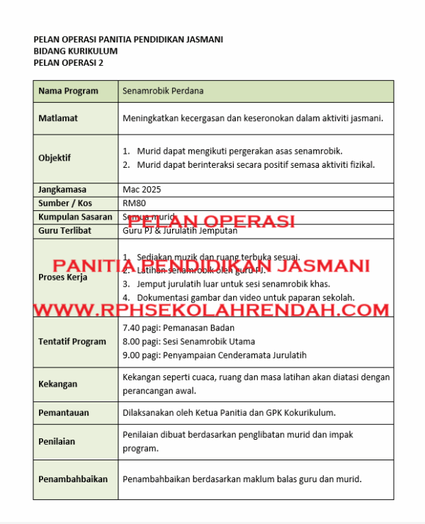 PELAN OPERASI - PANITIA PENDIDIKAN JASMANI - Image 2