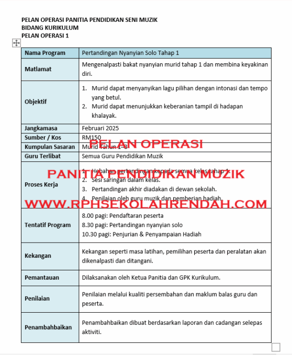 PELAN OPERASI - PANITIA PENDIDIKAN MUZIK - Image 2