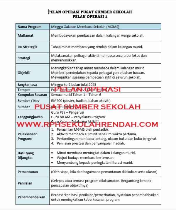 PELAN OPERASI - PUSAT SUMBER SEKOLAH - Image 2
