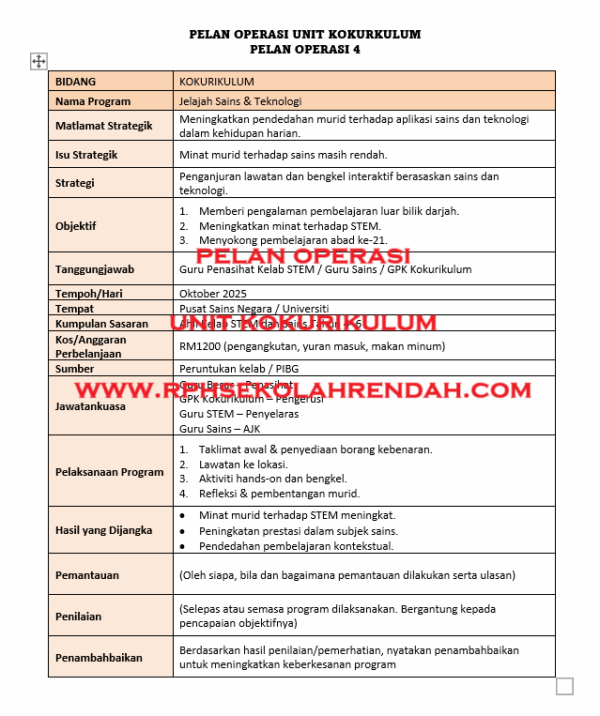 PELAN OPERASI - UNIT KOKURIKULUM - Image 3