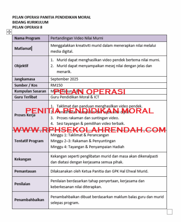 PELAN OPERASI - PANITIA PENDIDIKAN MORAL - Image 3