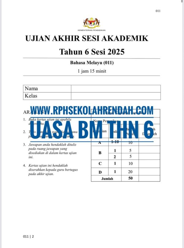 UASA - Bahasa Melayu Tahun 6 2025/2026 (Set 1) - Image 4