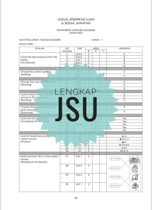 PASA - Bahasa Inggeris Tahun 1 2025/2026 (Set 1) - Image 2