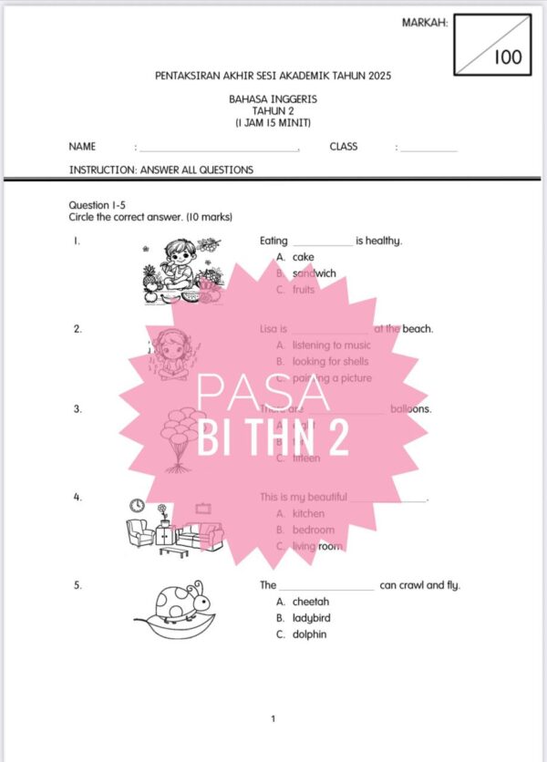 PASA - Bahasa Inggeris Tahun 2 2025/2026 (Set 1) - Image 3