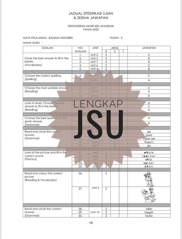 PASA - Bahasa Inggeris Tahun 3 2025/2026 (Set 1) - Image 2