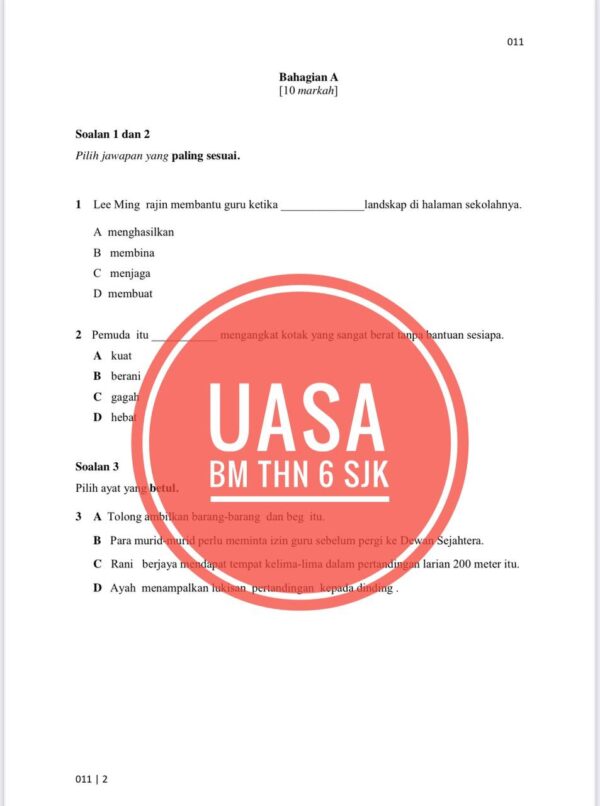 UASA - Bahasa Melayu SJK Tahun 6 2025/2026 (Set 1B - JSU) - Image 3