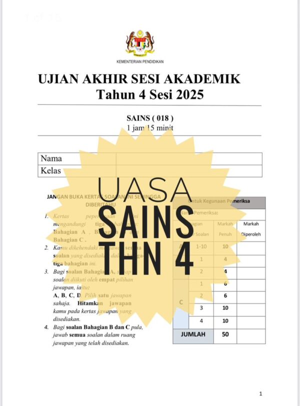 UASA - Sains Tahun 4 2025/2026 (Set 1C) - Image 2