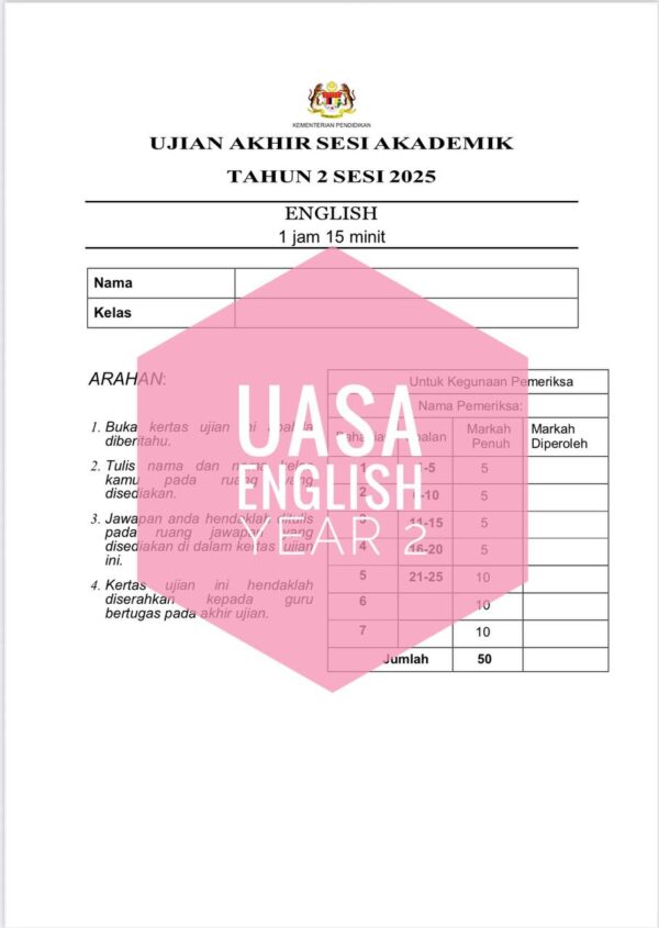 UASA - Bahasa Inggeris Tahun 2 2025/2026 (Set 1) - Image 3