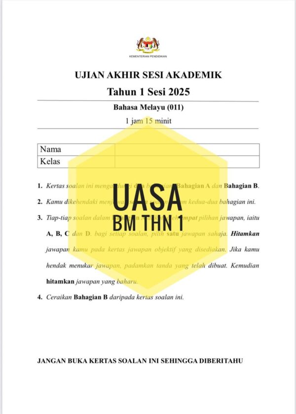 UASA - Bahasa Melayu Tahun 1 2025/2026 (Set 1B) - Image 2