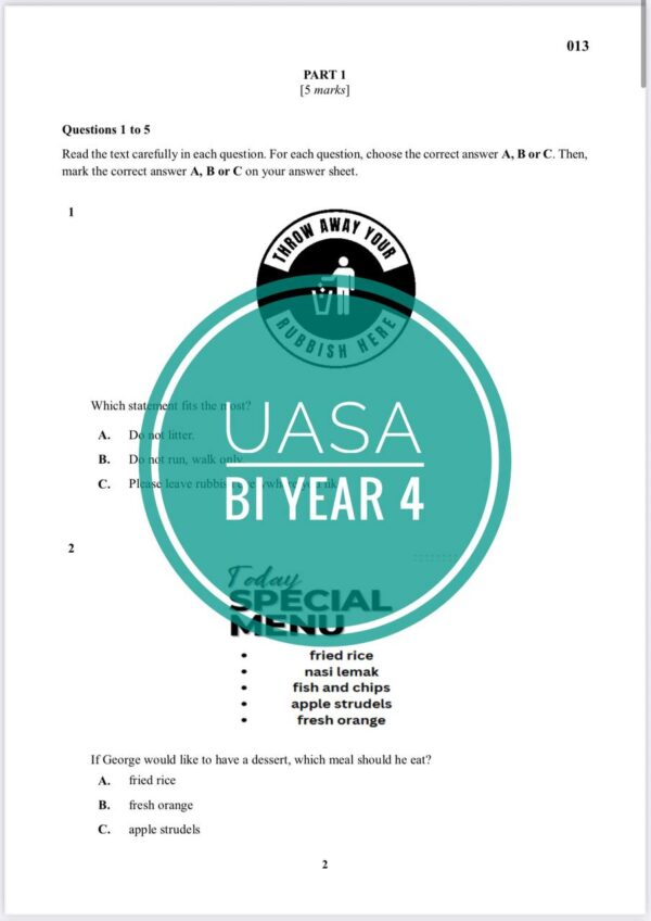 UASA - Bahasa Inggeris Tahun 4 2025/2026 (Set 1B) - Image 3