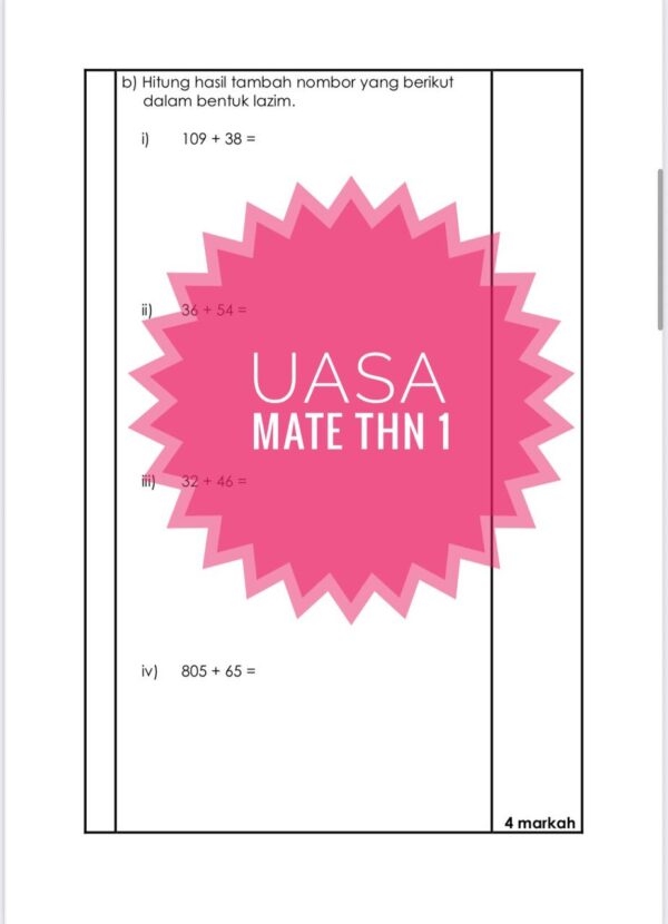 UASA - Matematik Tahun 1 2025/2026 (Set 1A-JSU) - Image 5