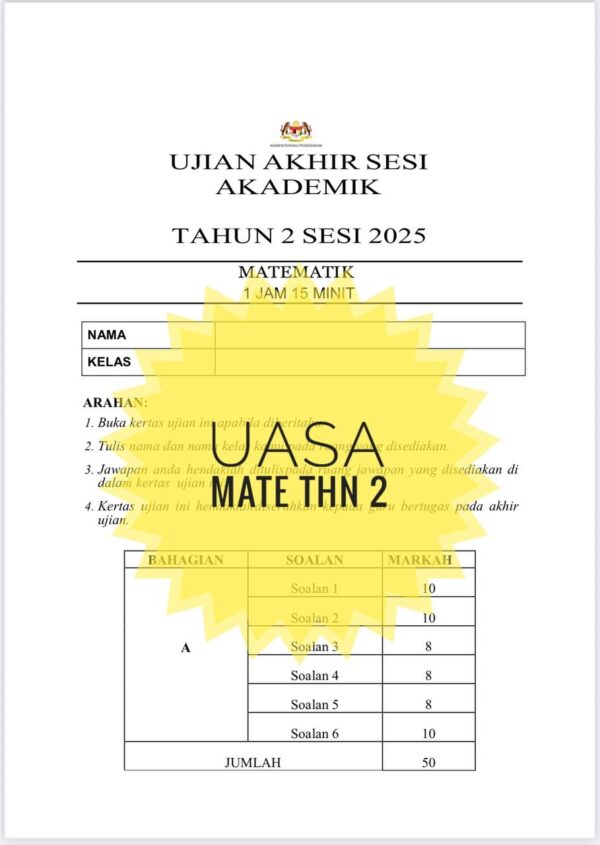 UASA - Matematik Tahun 2 2025/2026 (Set 1A-JSU) - Image 3