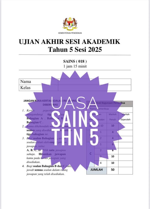 UASA - Sains Tahun 5 2025/2026 (Set 1B - JSU) - Image 3