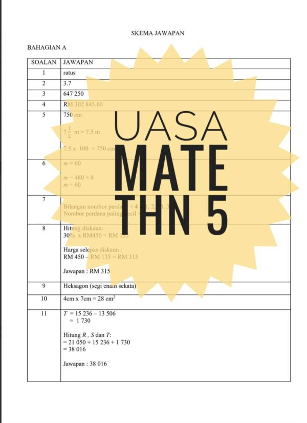 UASA - Matematik Tahun 5 2025/2026 (Set 1A- JSI+JSU) - Image 6