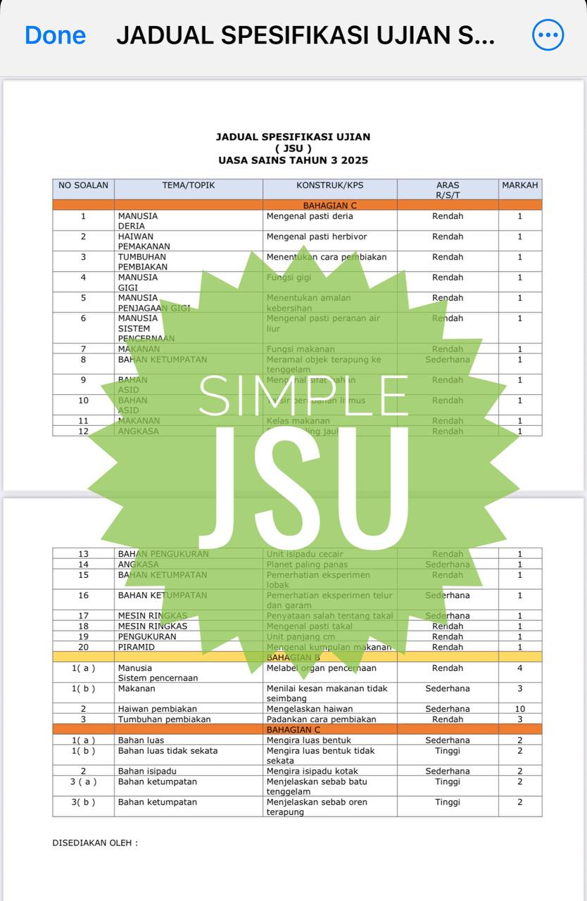 UASA - Sains Tahun 3 2025/2026 (Set 1A - JSU) UASA - Sains Tahun 3 2025/2026 (Set 1A - JSU) - Image 2