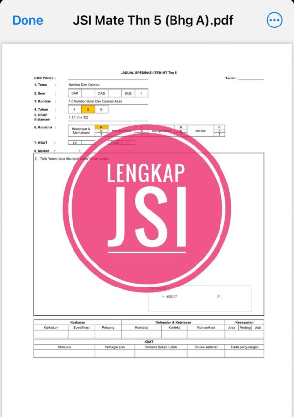 UASA - Matematik Tahun 5 2025/2026 (Set 2A - JSI+JSU) - Image 3