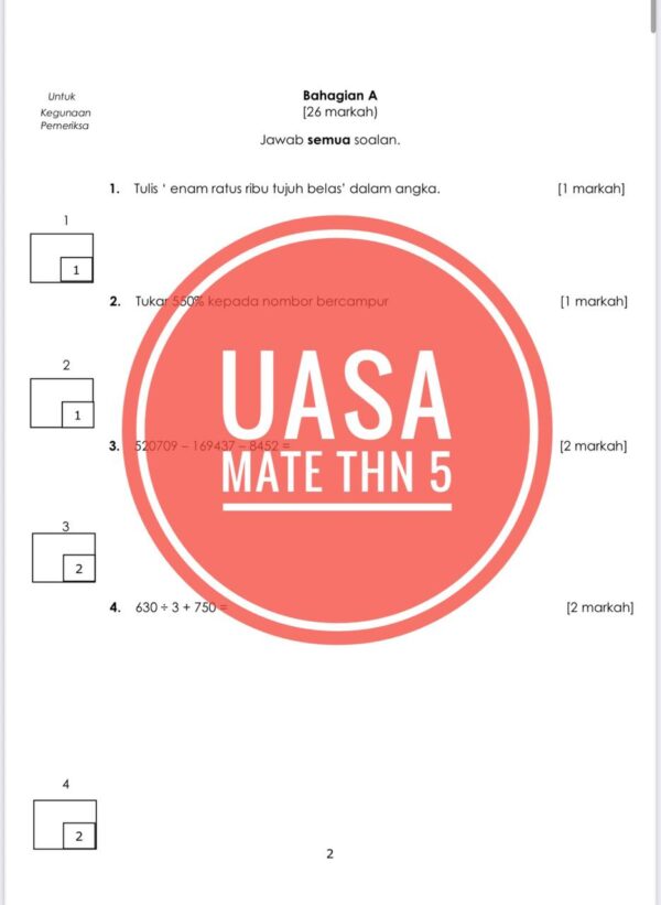UASA - Matematik Tahun 5 2025/2026 (Set 2C) - Image 3