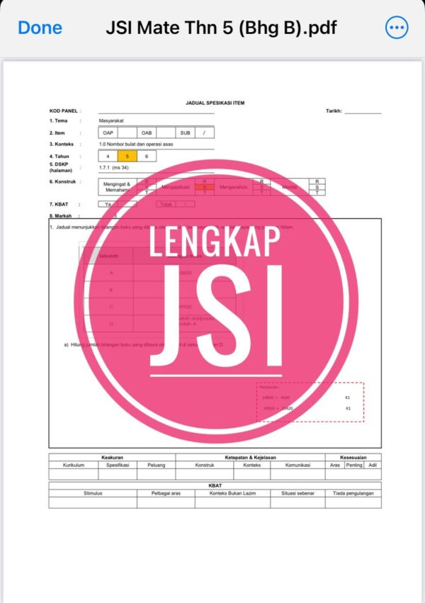 UASA - Matematik Tahun 5 2025/2026 (Set 2A - JSI+JSU) - Image 2