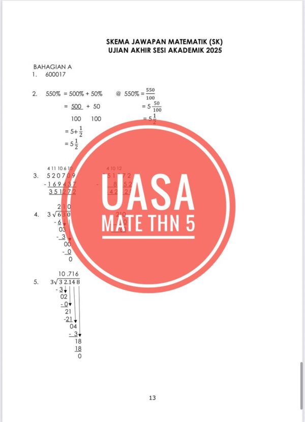 UASA - Matematik Tahun 5 2025/2026 (Set 2C) - Image 5