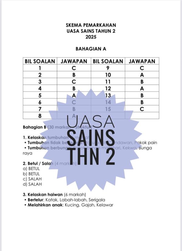 UASA - Sains Tahun 2 2025/2026 (Set 1B) - Image 5