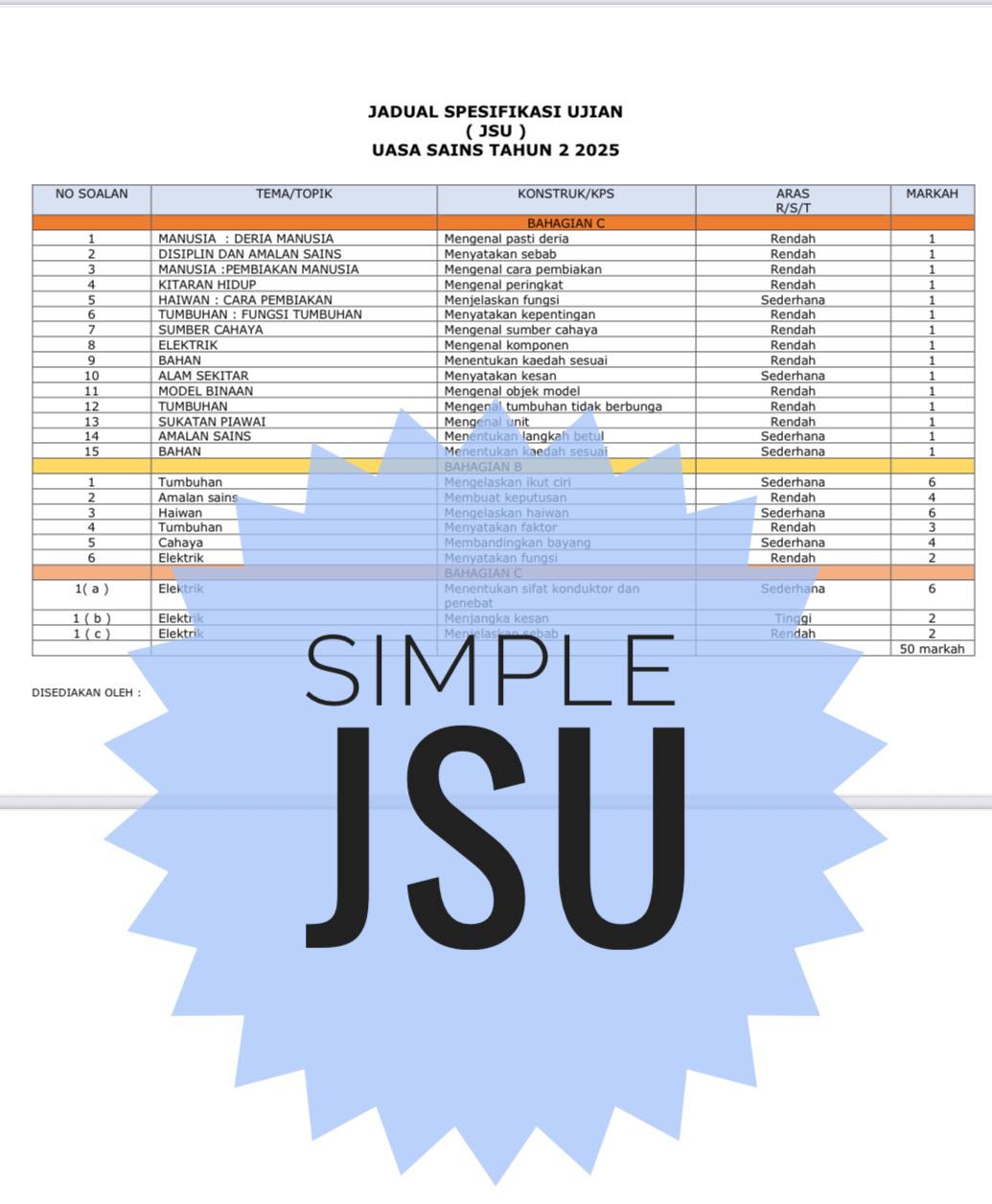 UASA - Sains Tahun 2 2025/2026 (Set 1A - JSU) UASA - Sains Tahun 2 2025/2026 (Set 1A - JSU) - Image 7