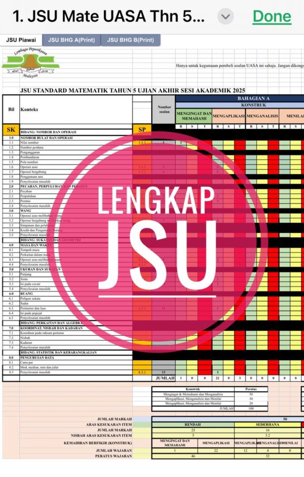 UASA - Matematik Tahun 5 2025/2026 (Set 2A - JSI+JSU) - Image 4