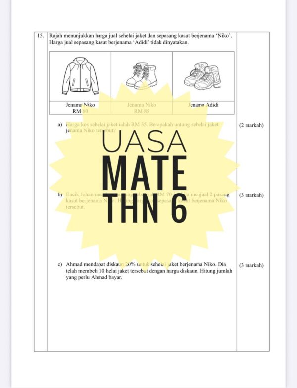 UASA - Matematik Tahun 6 2025/2026 (Set 1A - JSU) - Image 6