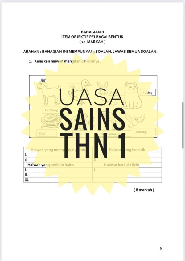 UASA - Sains Tahun 1 2025/2026 (Set 1B) - Image 3