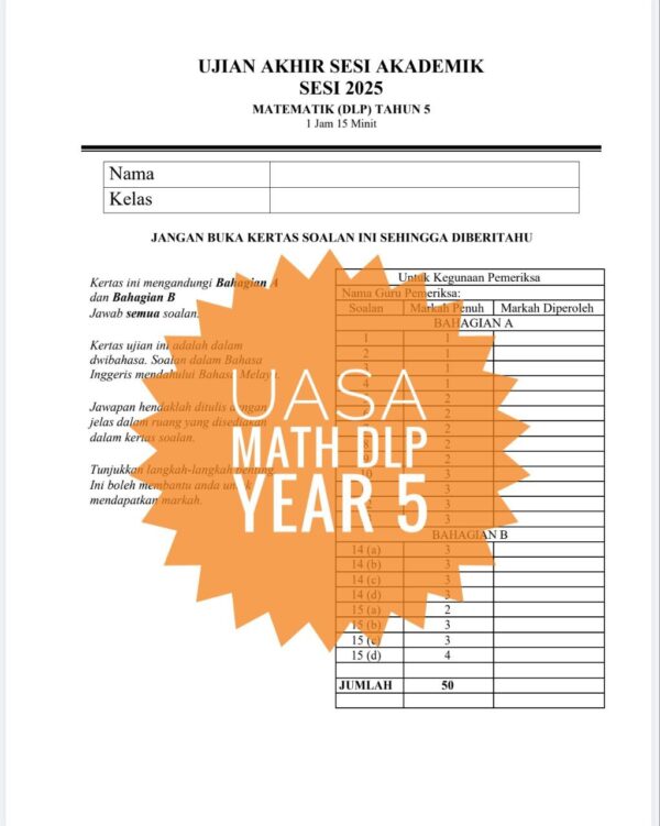 UASA - Mathematics DLP Tahun 5 2025/2026 (Set 1B) - Image 4